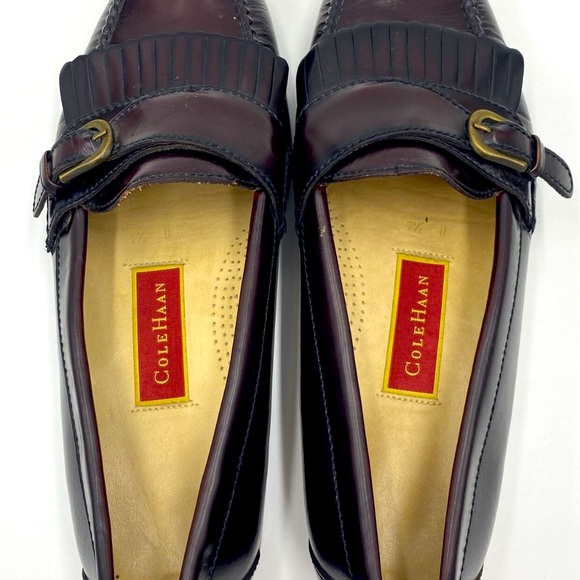 Cole Haan Leather Buckle Strap Slip On Loafers Burgundy 61656 Mens Sz 9.5 D - Picture 8 of 12